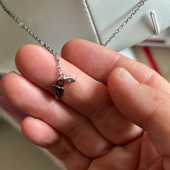 Fossil 18” Silver Bar with Cubic Zirconia Necklace - Picture 3 of 3